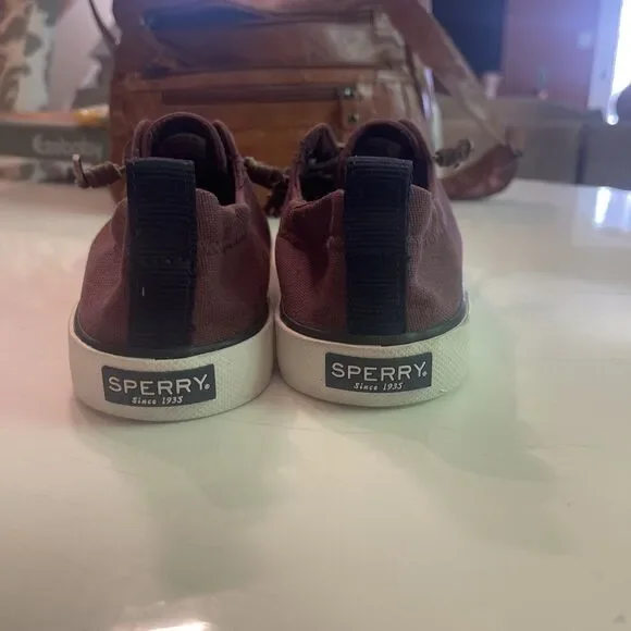 Sperry Top Sider Shoes Womens 5.5 Crest Vibe Sneakers Maroon Fabric - Picture 6 of 11